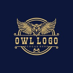 owl vector logo elegant and luxurious