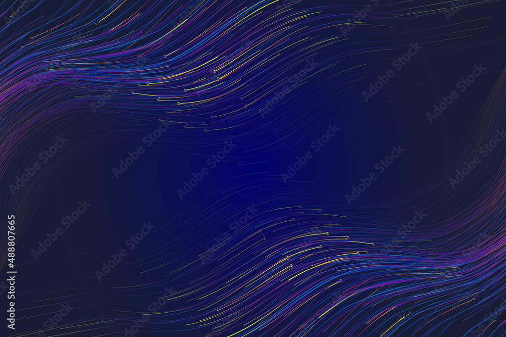 Aufkleber color wavy flowing lines have a technical spatial vector background