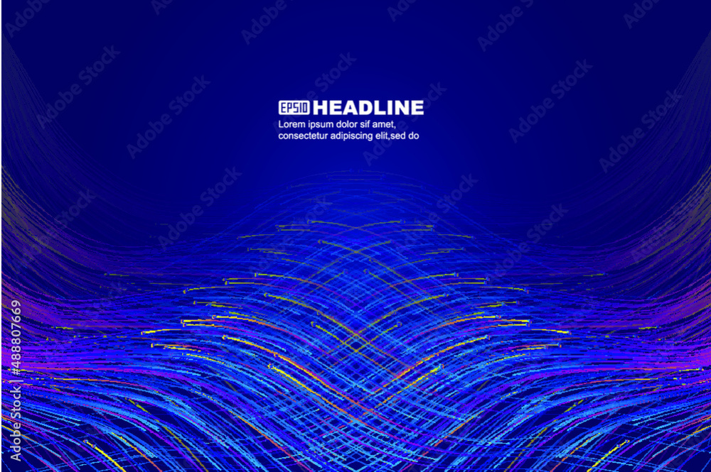 Poster color wavy flowing lines have a technical spatial vector background