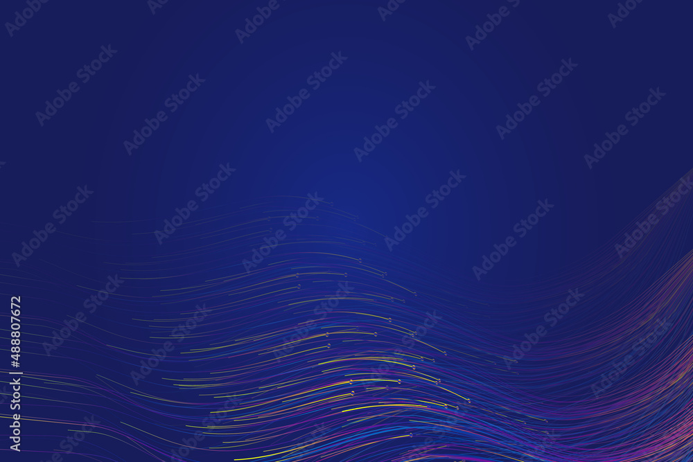 Poster color wavy flowing lines have a technical spatial vector background