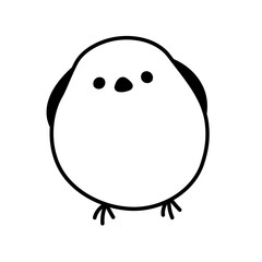 シンプルなシマエナガのイラスト素材　モノクロ　