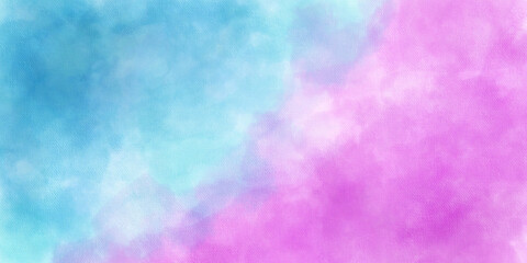 Abstract blue and pink gradient colorful watercolor background with space. hand drawn watercolor background. Bright purple and soft pink watercolor brush drawn background. 