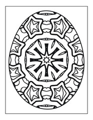 Mandala flower black and white pattern with Easter eggs for coloring book page