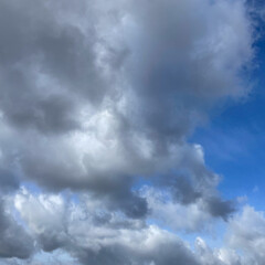 blue cloudy sky on a spring day