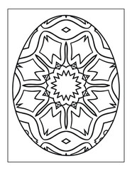 Mandala flower black and white pattern with Easter eggs for coloring book page
 
