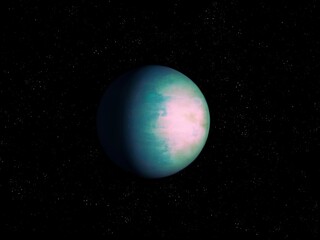 super-earth planet, realistic exoplanet, earth-like planet in far space, planets background. 