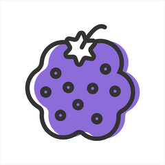 Blackberry cartoon image. Vector food icon. Juicy and tasty. 