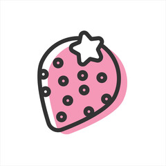 Strawberry cartoon image. Vector food icon. Juicy and tasty. 