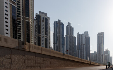 Downtown Dubai, where tall buildings and skyscrapers are located, United Arab Emirates