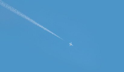 Russian fighter jet in the sky with smoke trail 