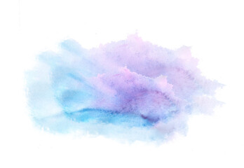 Abstract lilac watercolor on white background. It is drawn by hand.