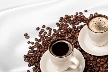 Tasty coffee mousse dessert in small glasses