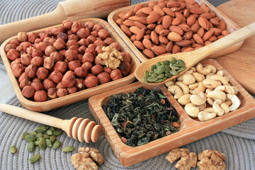 Leafy green tea and nuts