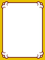 Vector border frame. Red golden yellow background or book page. Simple rectangular billboard, poster, plaque, signboard, sticker, or label 