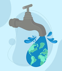 water tap with the world