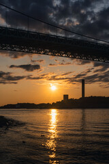 Sunset over the river in Goteborg, Sweden