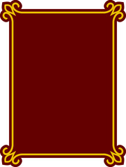Vector border frame. Red golden yellow background or book page. Simple rectangular billboard, poster, plaque, signboard, sticker, or label 