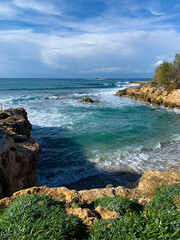 Blue sea horizon, natural sea background 