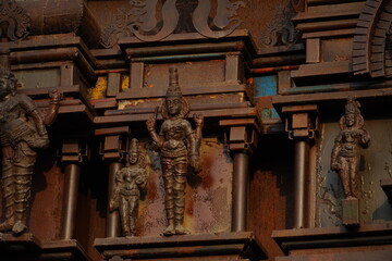 Gods on Meenakshi Temple or Minakshi-Sundareshwara Temple, Madurai, Tamil Nadu - South India