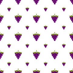 Seamless pattern of bunches of ripe grapes on a white background