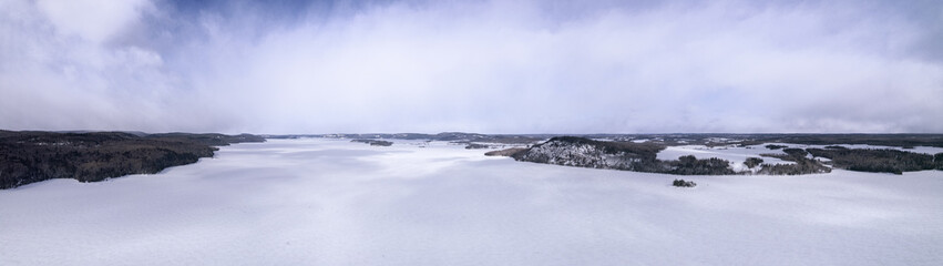Aerial Of Montreal River Ottawa River Winter Ice