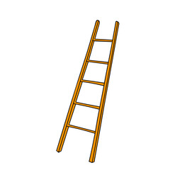 Hand-draw orange vector illustration of metallic or wooden ladder isolated on a white background