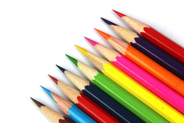 Coloured pencils, still life of artist materials