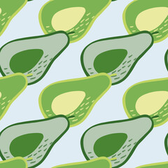 Doodle avocado seamless pattern. Hand drawn botanical backdrop.