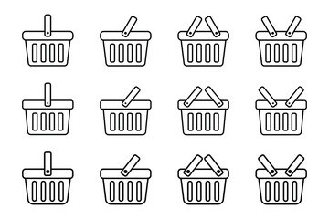 Naklejka premium Shopping basket line icon - vector illustration