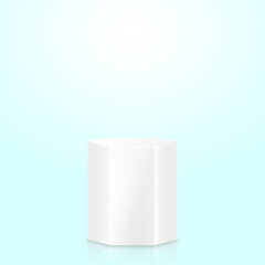 Realistic vector pedestal. Empty geometric pole for showroom.