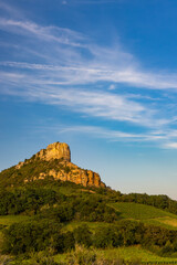Plakat Rock of Solutre with vineyards, Burgundy, Solutre-Pouilly, France