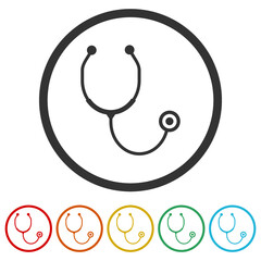Stethoscope glyph ring icon, color set