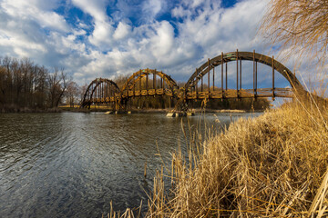 Wooden bridge in Balaton-felvideki nature reserve, Kis-Balaton, Transdanubia, Hungary