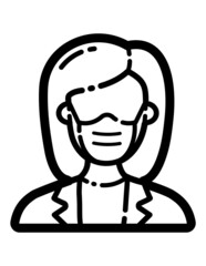 Fototapeta premium Woman In Medical Mask Flat Icon Isolated On White Background