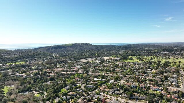 City Of Santa Barbara Cityscape Skyline Scenic Aerial View. Santa Barbara Aerial View, Flying With Drone.