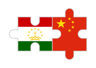 puzzle pieces of tajikistan and china flags. vector illustration isolated on white background