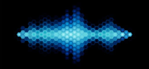 Audio or music shiny sound waveform with hexagonal filter