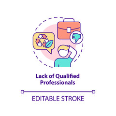Lack of qualified professionals concept icon. Circular economy challenge abstract idea thin line illustration. Isolated outline drawing. Editable stroke. Arial, Myriad Pro-Bold fonts used