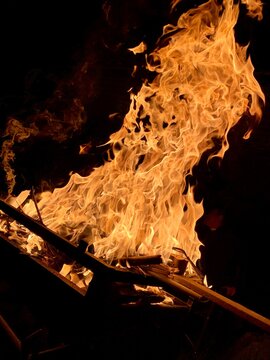 fire in the fireplace