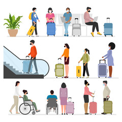 Travel Airport People Tourist Escalator Covid-19
