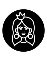 Princess Face Flat Icon Isolated On White Background