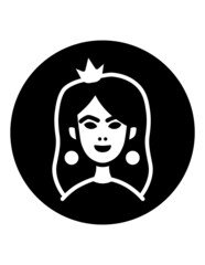 Princess Face Flat Icon Isolated On White Background