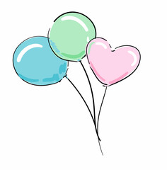Hand drawn balloons on a white background vector illustration