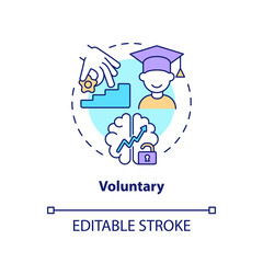 Voluntary education concept icon. Lifelong learning characteristics abstract idea thin line illustration. Isolated outline drawing. Editable stroke. Arial, Myriad Pro-Bold fonts used