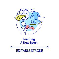 Learning new sport concept icon. Martial arts. Lifelong learning examples abstract idea thin line illustration. Isolated outline drawing. Editable stroke. Arial, Myriad Pro-Bold fonts used