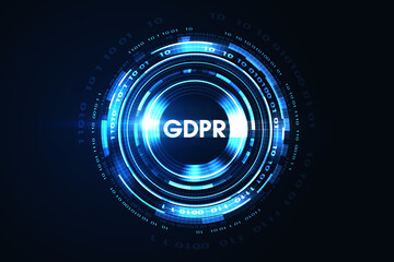 General data protection regulation concept. Security lock digital hologram illustration. 3d rendering.