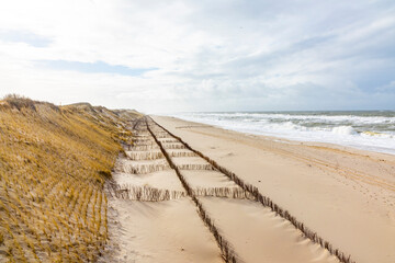 dune landscape at the west beach in List a t the island of Sylt in Germany with north sea view