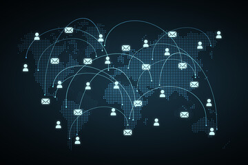 Social network hologram illustration. Technology, communication, internet concept. 3d rendering.