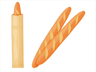 Fresh french baguette. Long Loaf Bread. Bakery for breakfast.