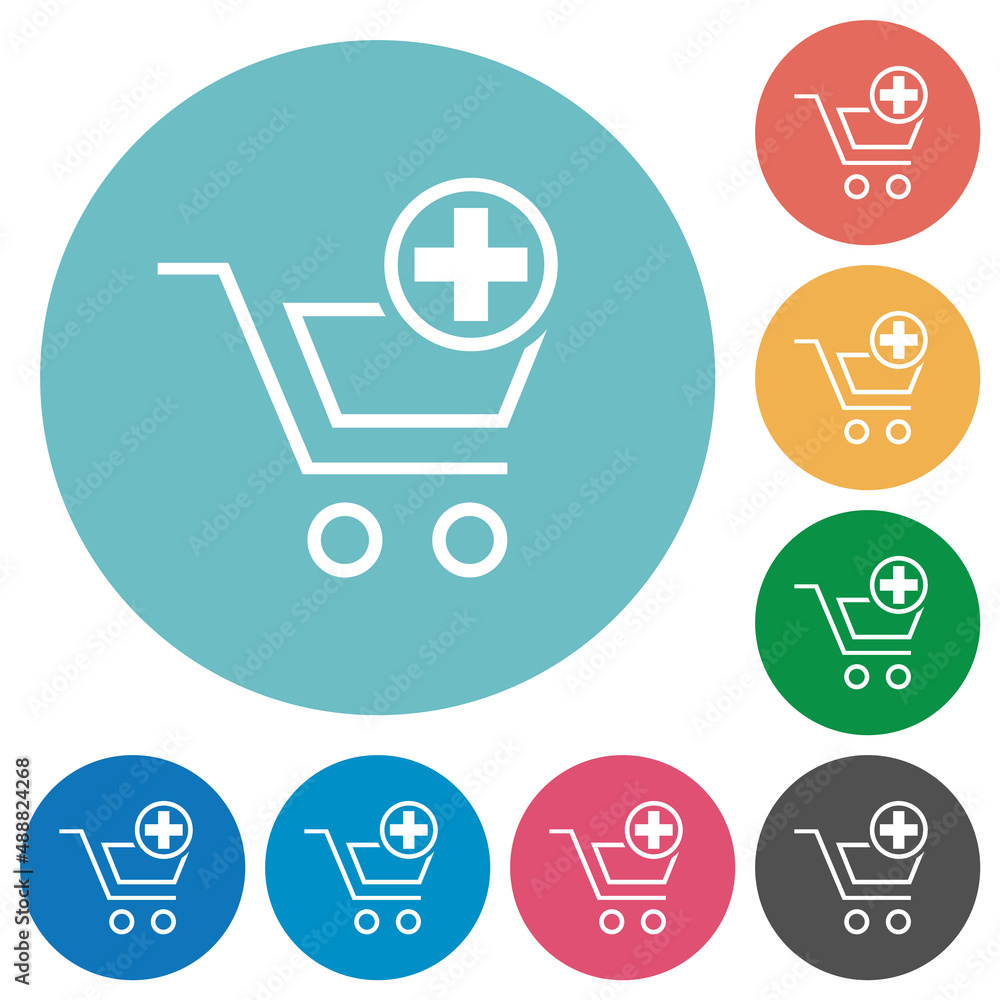 Poster add new cart item outline flat round icons